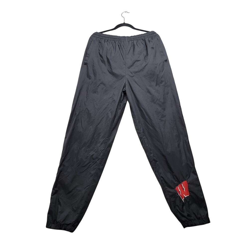 Vintage Champion Wisconsin Badgers Windbreaker Pants Mens M Black NCAA UW